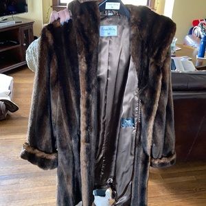 3/4 length faux fur coat